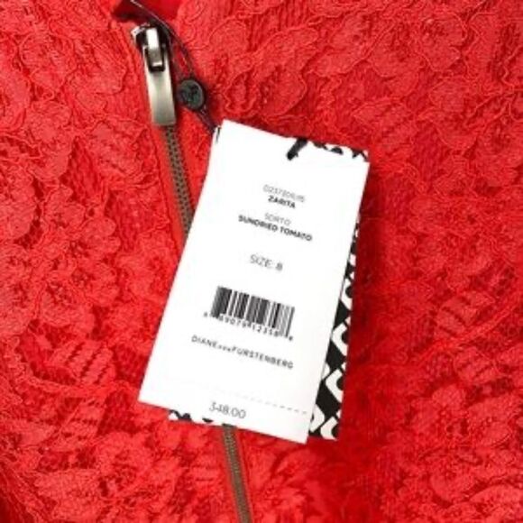 ✨NWT! Diane von Furstenberg Designer Red ZARITA Lace Sheath Dress - Picture 9 of 12